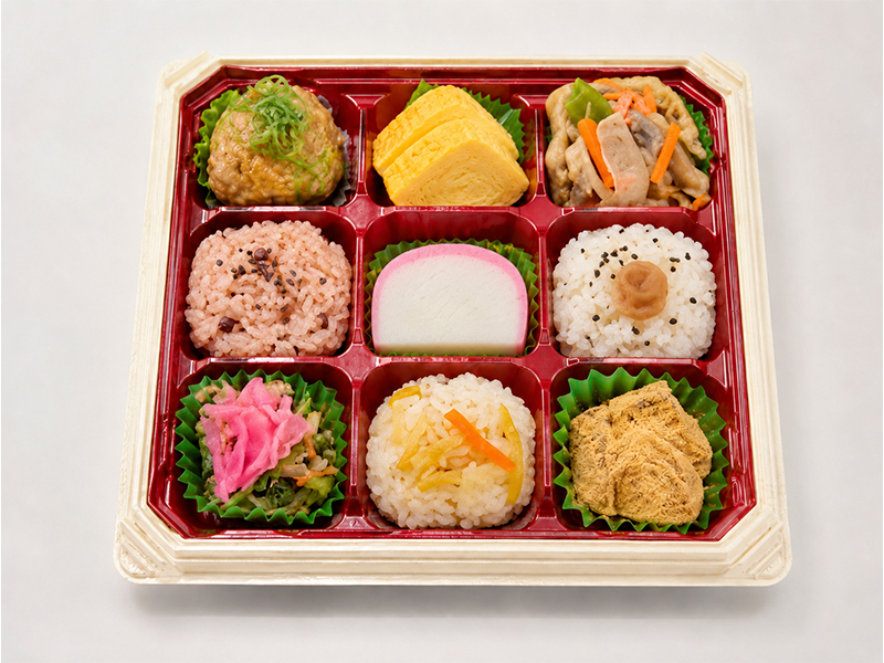 夏の彩り松花堂弁当 盛付イメージ画像。