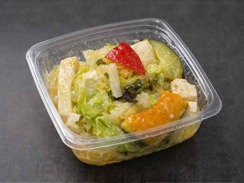 蒸し野菜と豆腐の和サラダ 盛付イメージ画像。